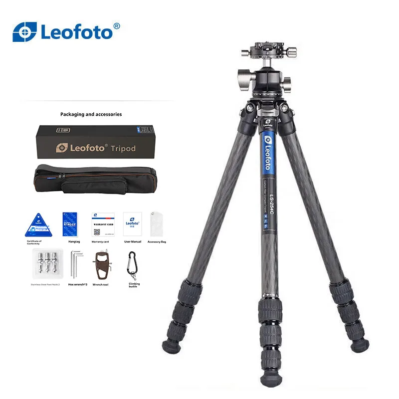 Leofoto LS-255C + LH-30R ترايبود رئيس ألياف الكربون كاميرا الهاتف الذكي بدون مرآة DSLR التصوير الفيديو خفيفة الوزن السفر المشهد #6
