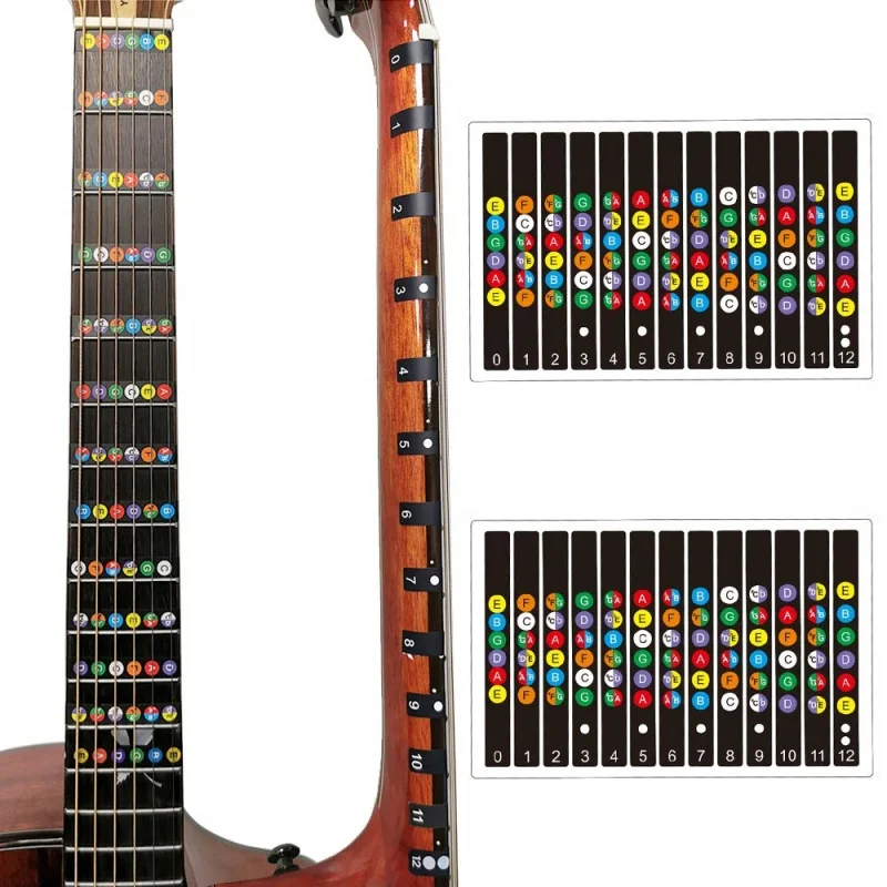 Hot Sale Portable Guitar Fretboard Note Sticker Musical Scale Fingerboard Beginner Guitar Scales Stickers Guitar Chord Stickers