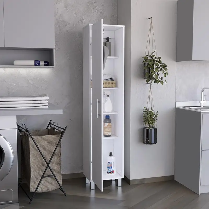 Armadietto portaoggetti alto 70" con grucce per scopa e 4 ripiani per l'organizzazione