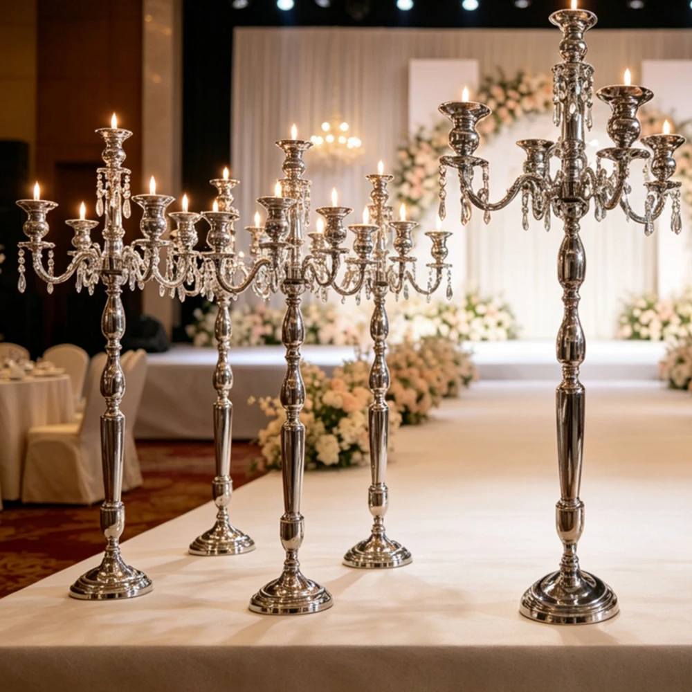 3-10ps)90cm-120cm)Wedding Centerpieces Wedding Events Table Decor Shiny Gold Silver Metal Tall Flower Stand with Pedants Bead