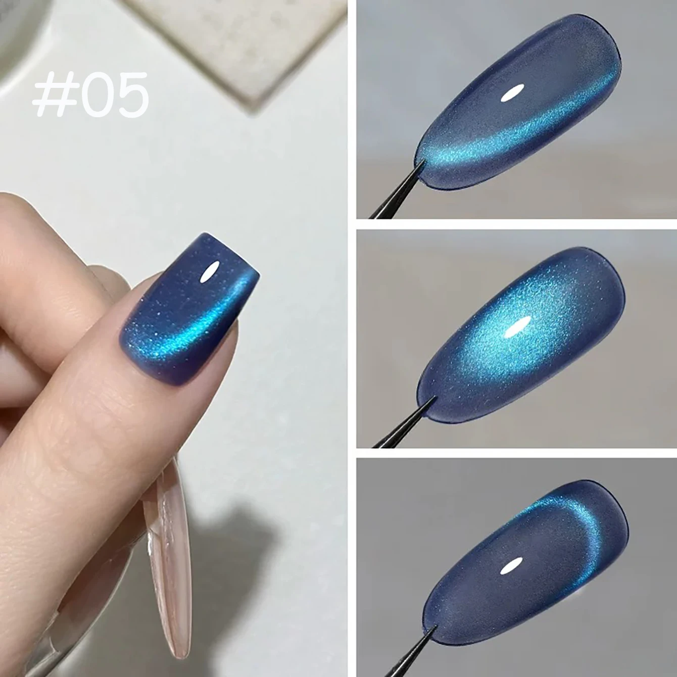 1 Uds TC blanqueamiento de verano nuevo romántico Royal Blue Cat Eye Gel esmalte de uñas piedras preciosas azules cuentas de vidrio ojo de gato suministros para decoración de uñas