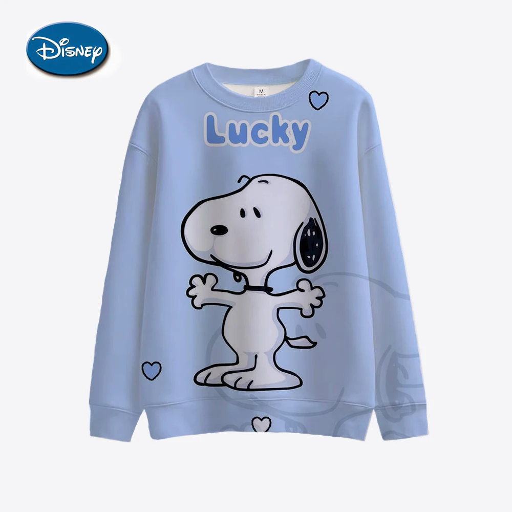 Snoopy cartoon print Women Sweatshirt Long Sleeve Crewneck Graphic Hoodie Clothes Couple Valentine's Day Gift Womens Clothes