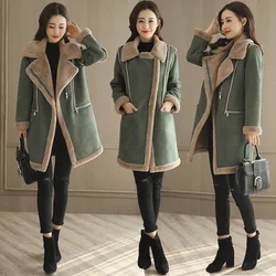 2023 New Cotton Coat Women Mid-Length Autumn and Winter Korean Version Thickened Fur All-in-One Lamb Wool Fashion Thin Coat Tide