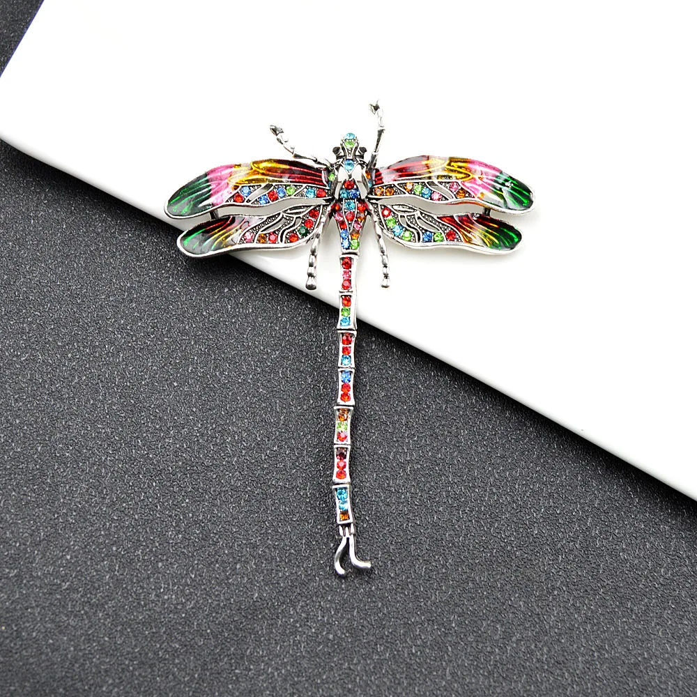 CINDY XIANG Colorful Enamel Dragonfly Brooches For Women Coat Pin 2 Colors Available Insect Jewelry Rhinestone Accessories