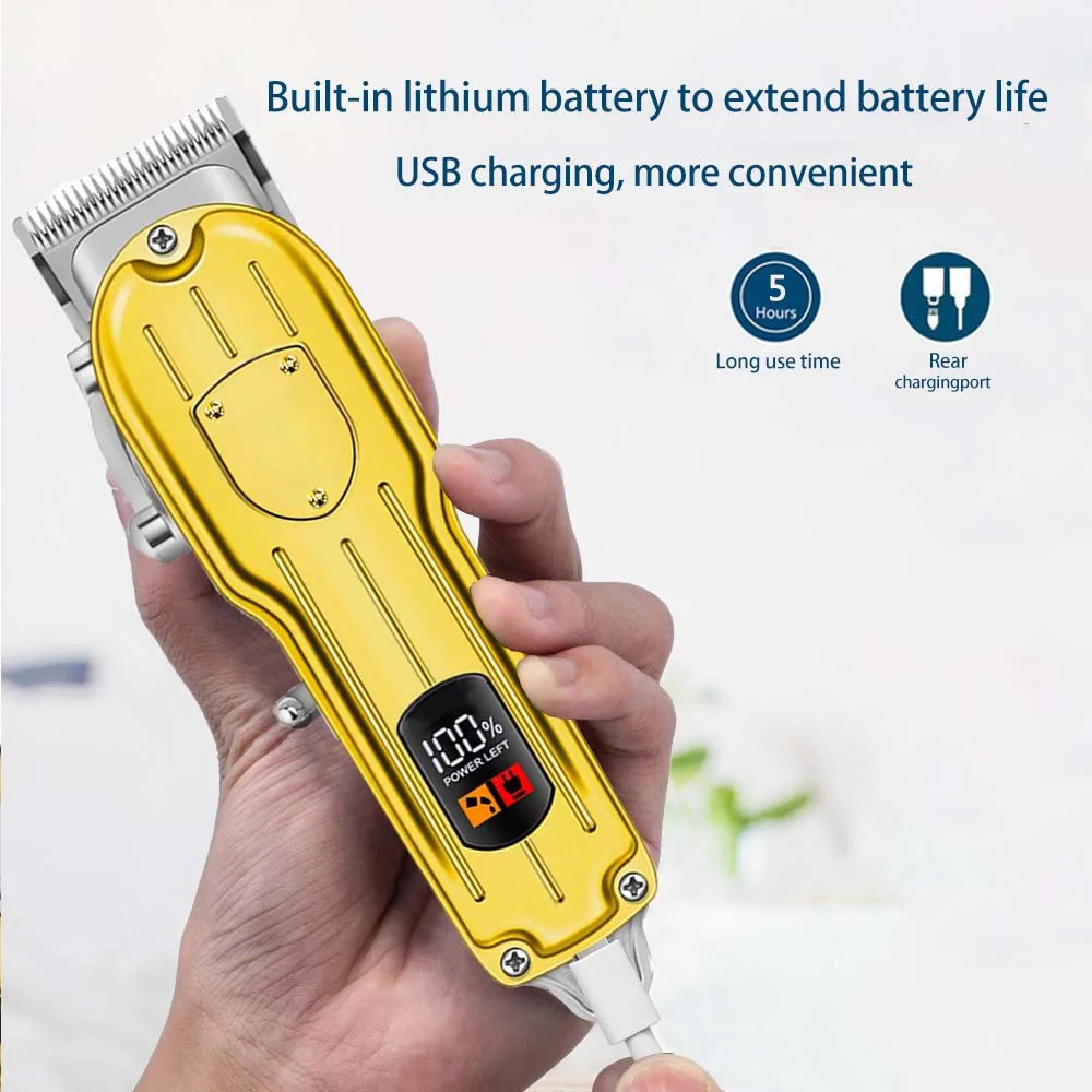 ماكينة قص كهربائية احترافية للرجال، مجموعة تشذيب اللحية على شكل حرف T، مجموعة قص الشعر مع شاشة LED، هدية للرجال