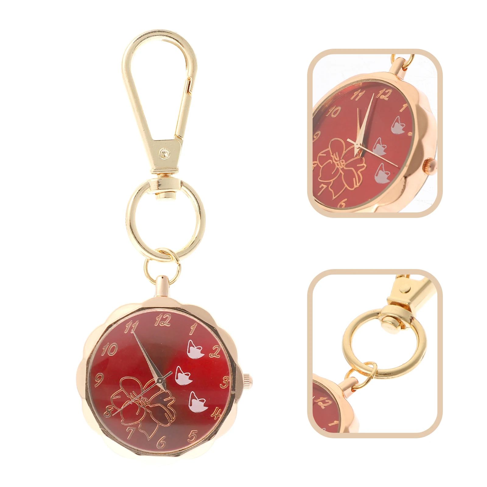 Digital Keychain Clip On Watch Nurse Pocket Decorative Backpack Glass Alloy Precise Time Long Use Durable Shape