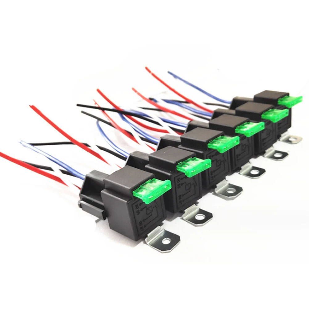 6pcs 30A Fuse Relay Switch Harness Set 12V DC 5-Pin SPST Automotive Relays 500VAC Relays For Fast Connection Electrical Equipmen