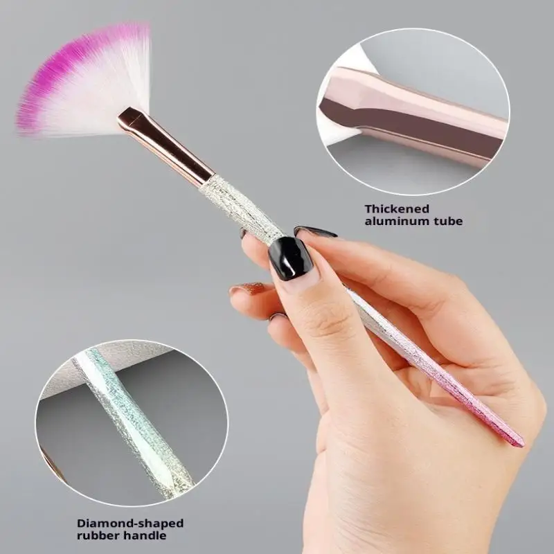Picture 5: ●Large Flat Highlight Blush Fan-Shaped Makeup Brush Powder Loose Powder Face Brush Korean Soft Cosy Even Color Tools For Women
