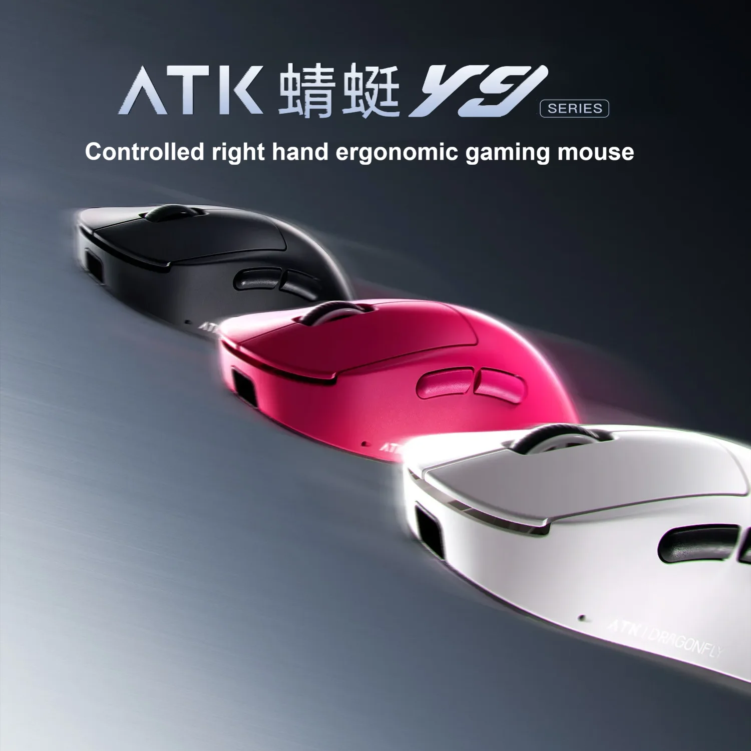 ATK Y9 Ultimate Wireless Gaming Mouse Tri-Model Right-Hand Dual 8KHz Lightweight PAW3950UItra Ergonomics E-sports Custom for PC