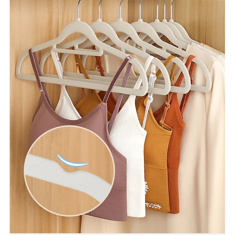 

10PCS Adult Clothes Velvet Hanger Rack Portable Display Hangers Coats Storage Rack Drying Hanger Clothing Organizer Holder 42cm