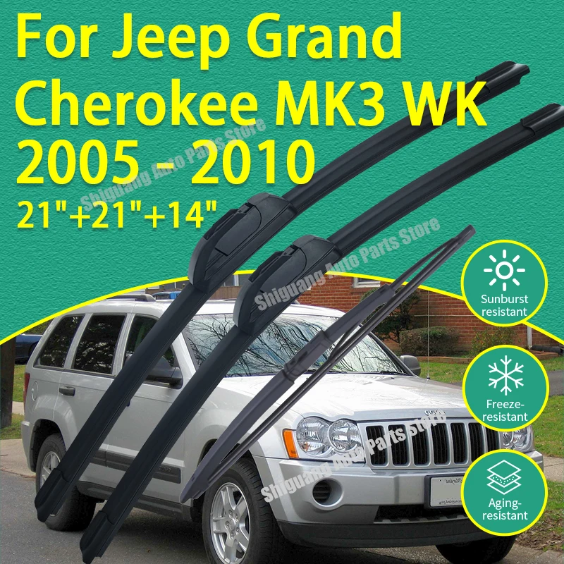 

Front Rear Silicone Coating Wipers for Jeep Grand Cherokee MK3 WK 2005 - 2010 Car Wiper Windshield Windscreen Blades Accessories