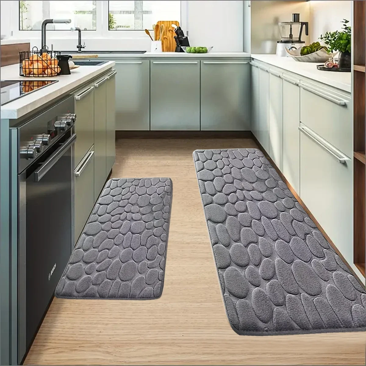 Bathroom Absorbent Floor Mats, Home Kitchen Carpets, Pebbles, Coral Velvet, Non-slip Floor Mats, Machine Washable Soft Carpets