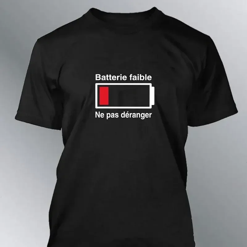 Men Tired Computer Geek Do Not Disturb Battery Low Humor T Shirt