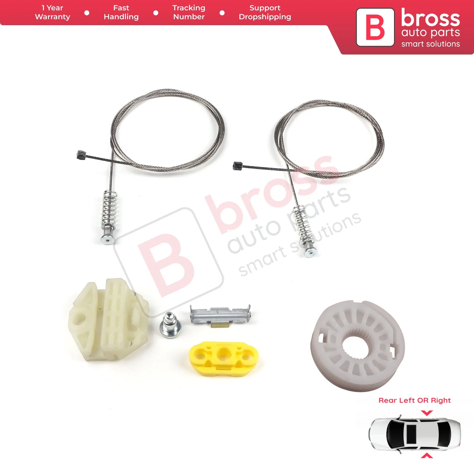 Bross-Kit de reparación de regulador de ventana eléctrica, piezas de automóviles, BWR594, puerta trasera izquierda o derecha para Opel Vauxhall Zafira 1998-2008