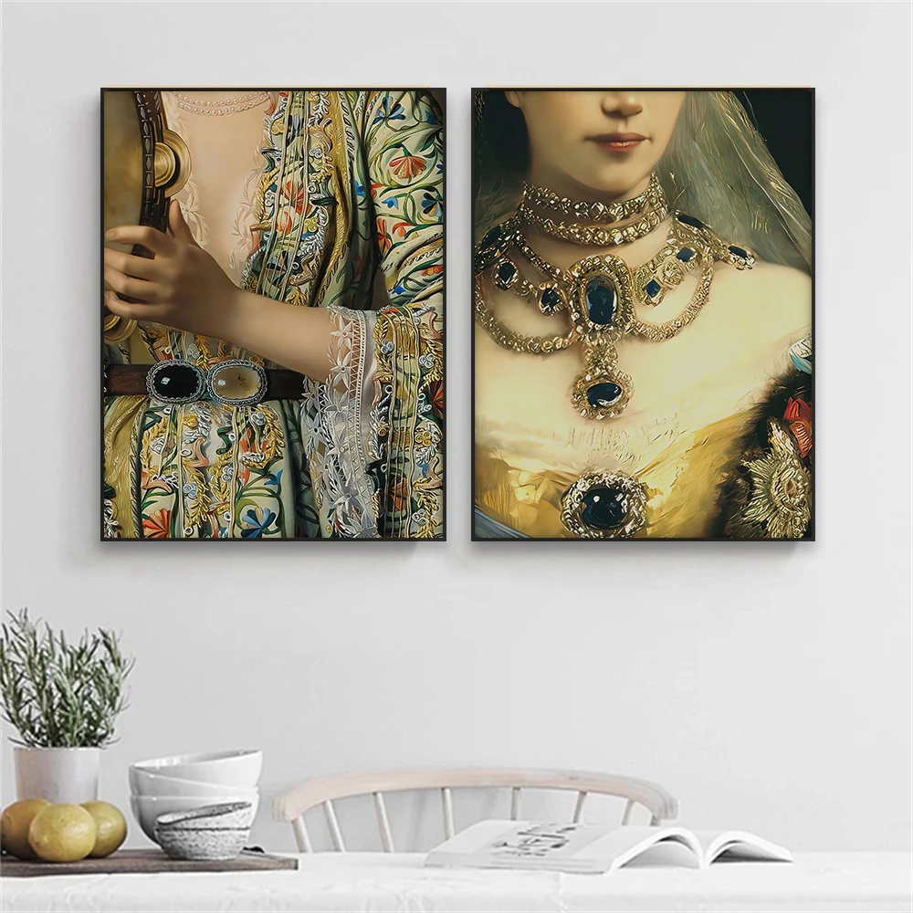 Feminine Wall Art Decor Classical Altered Art Poster Baroque Art Oil Painting Prints Woman Portrait Vintage Canvas Painting