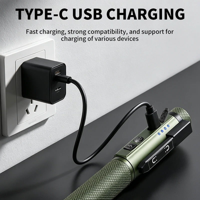 LED Strong Light Pen Clip Light Type-C Charging Outdoor Repair Work Light Multi Light Source Portable Flashlight with Magnet