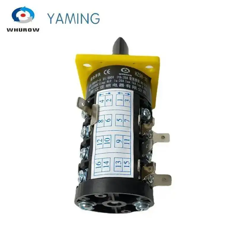 HZ5B-20/4DG Three Positions Rotary Cam Switch 4 Poles 20A Silver Contact Control Motor Gear Selector Manufacturer