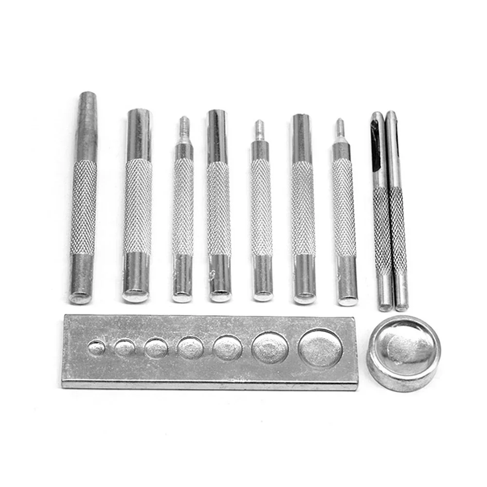 11pcs Leather Hole Punch Set Leather Tool Buttons Set Rivet Setter For Curtains Clothing Leather Craft DIY Making Hand Tool Set