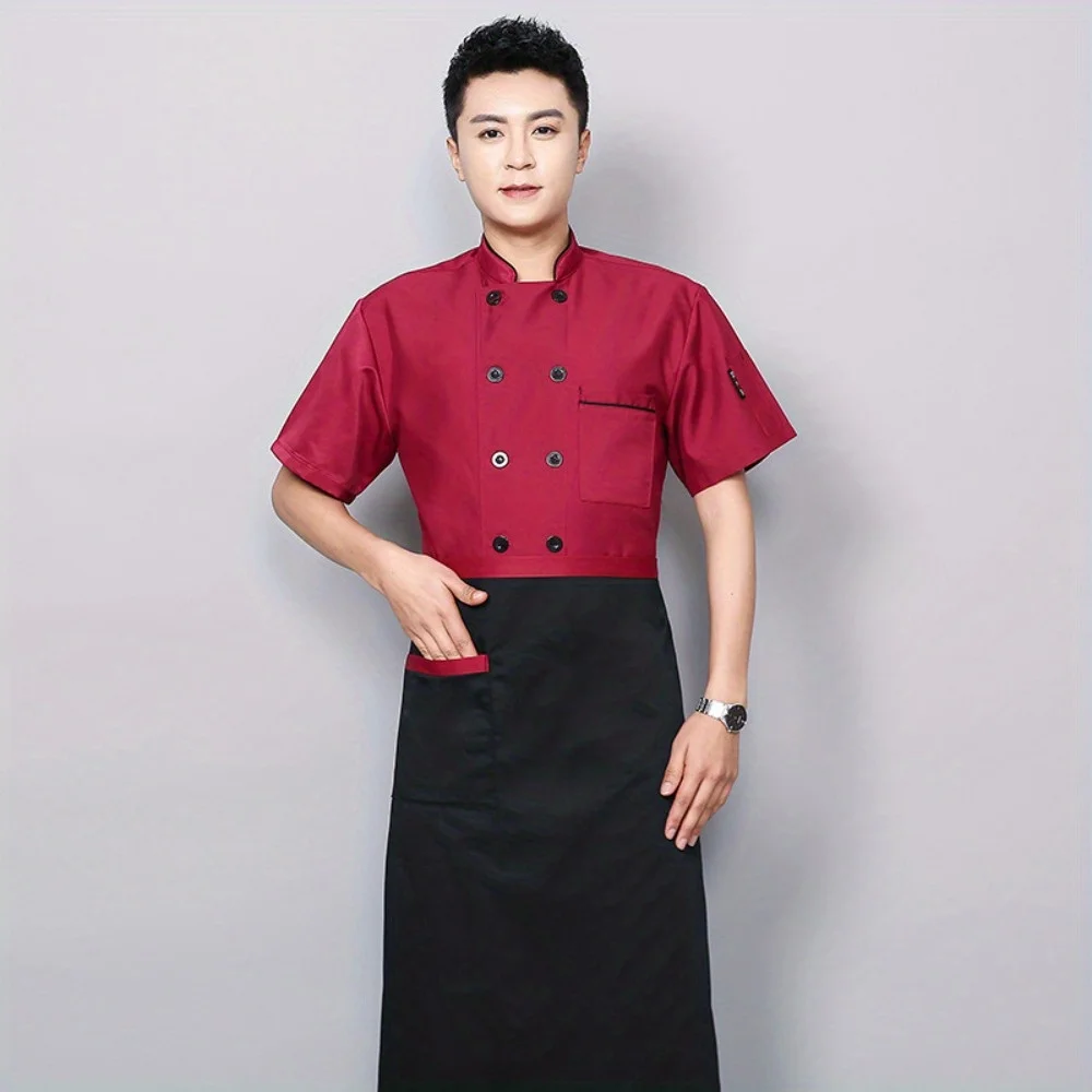 Breathable Short Sleeve Chef Uniform for Men, Lightweight Kitchen Workwear for Hot Weather