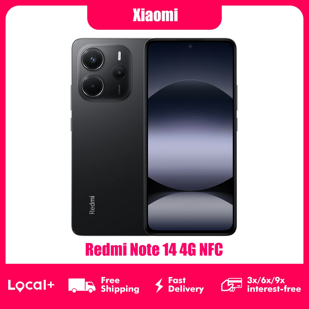 Xiaomi-Version globale Redmi Note 14 4G NDavid MediaTek Helio G99-Ultra 108MP AI Camera 5500mAh Battery 6.67 "AMOLED 120Hz Display