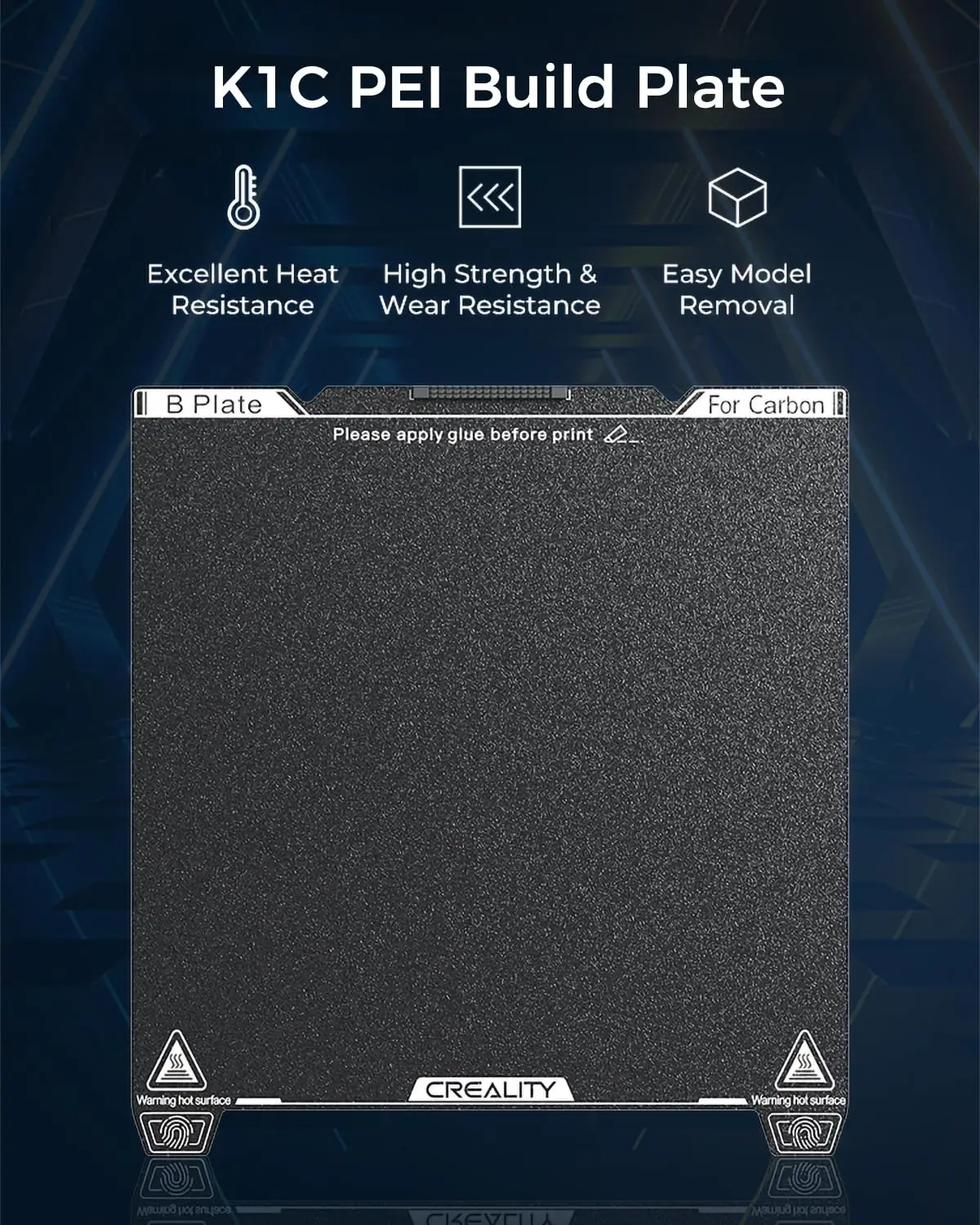 Creality K1C PEI Build Plate Without Soft Magnetic Easy Model Removal Excellent Heat Resistance for K1C FDM 3D Printer 235x235mm