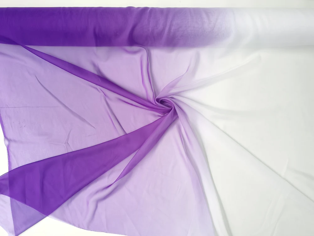 Farbverlauf-Imitat-Seidenstoff 30D Chiffon-Gewebe für Kleider, 2-Farben-Stoff für Tanzkleidung, Hochzeitsstoff Meterware – Detail 5