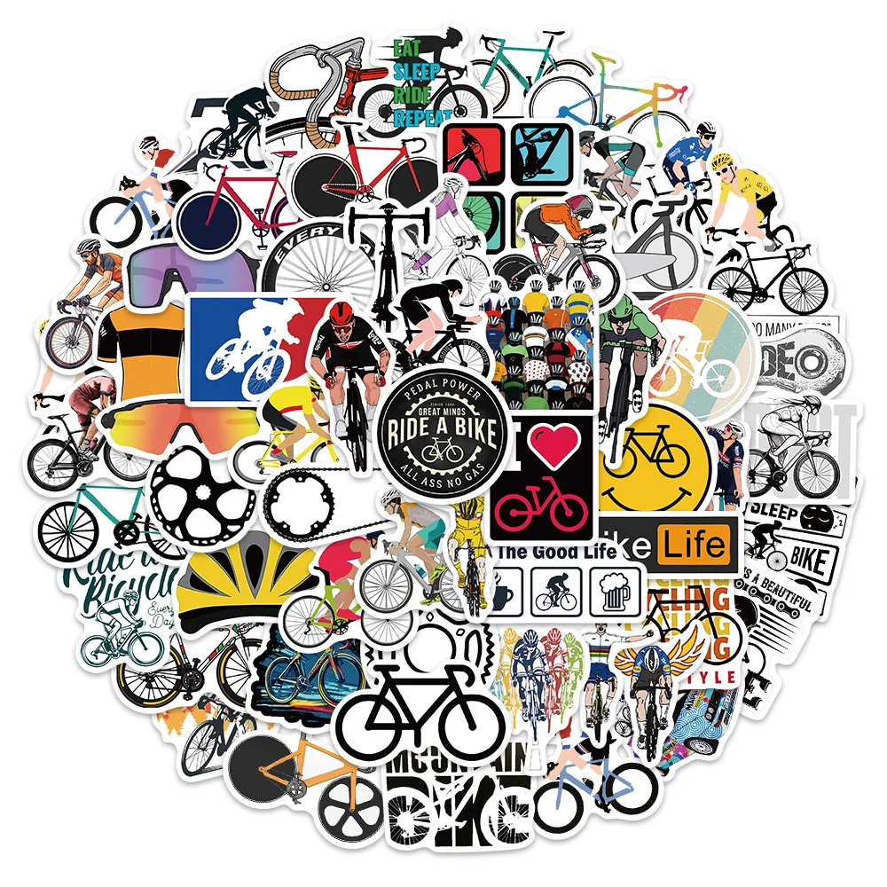50PCS Creative Bicycle Inspiration Language Account Materials Phone Case Laptop Luggage Water Cup Waterproof Stickers