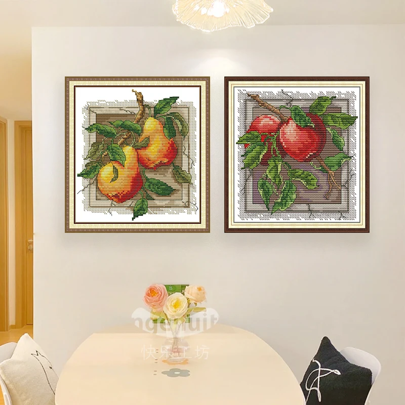 

Joy Sunday Fruit Still Life Cross Stitch Kit, Aida 16/11/14CT, DIY Craft Embroidery for Home Deco, Craft Kit cross stitch kits