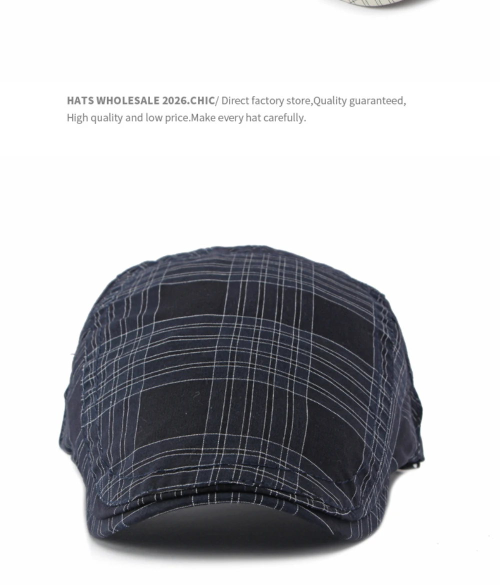 HT5139 Herren- und Damen-Baskenmütze, Retro-Künstler-Malermütze, Unisex-Karo-Flatcap, Frühling-Sommer, verstellbare Baskenmütze – Detail 6