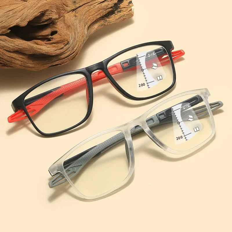 Lunettes de lecture multifocales progressives pour femmes, lunettes de sport, anti-lumière bleue, presbytie, monture TR90 ultralégère, lunettes de vue de près et de loin