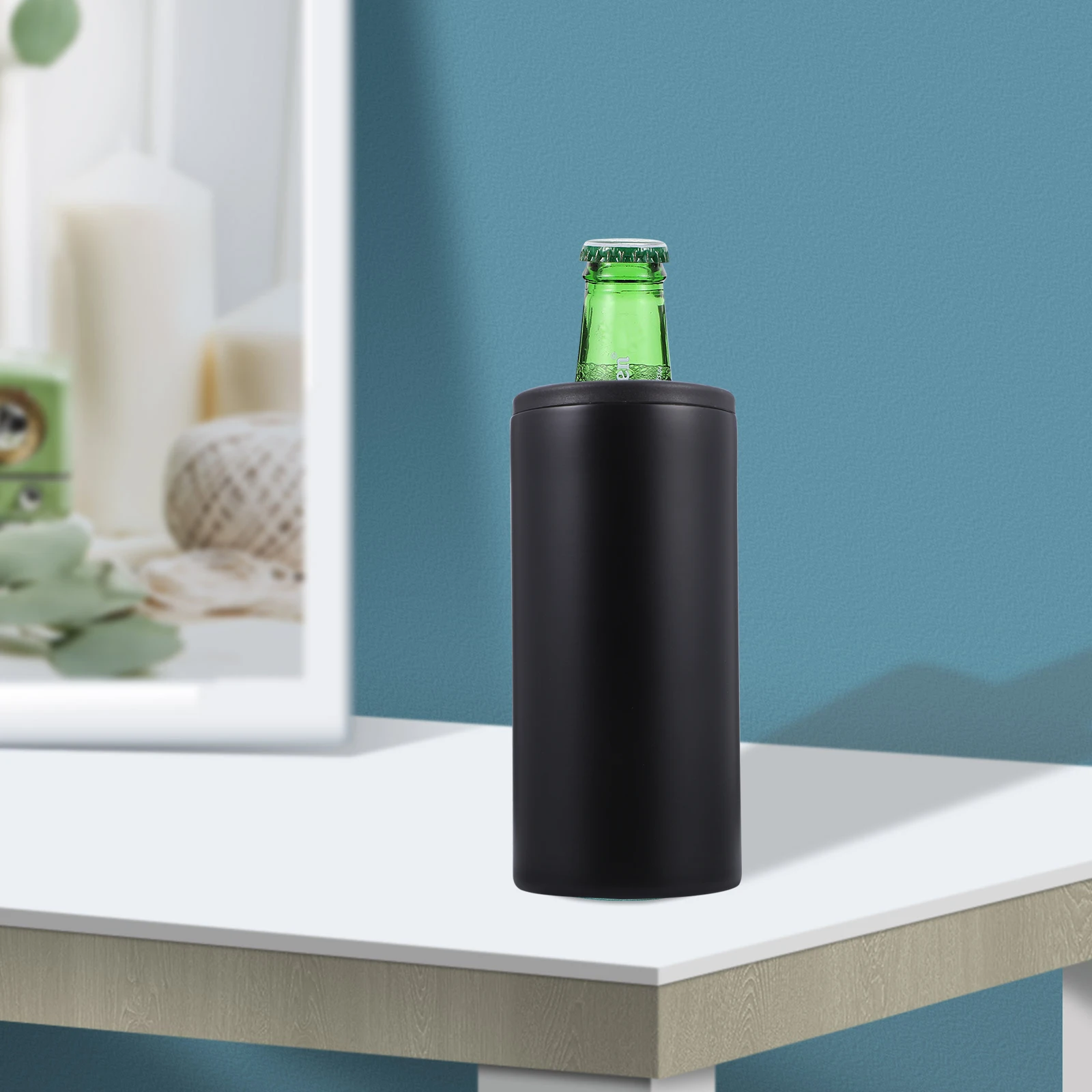 

convenient bottle cover stainless steel drink insulator vacuum can cooling can household bottle cover