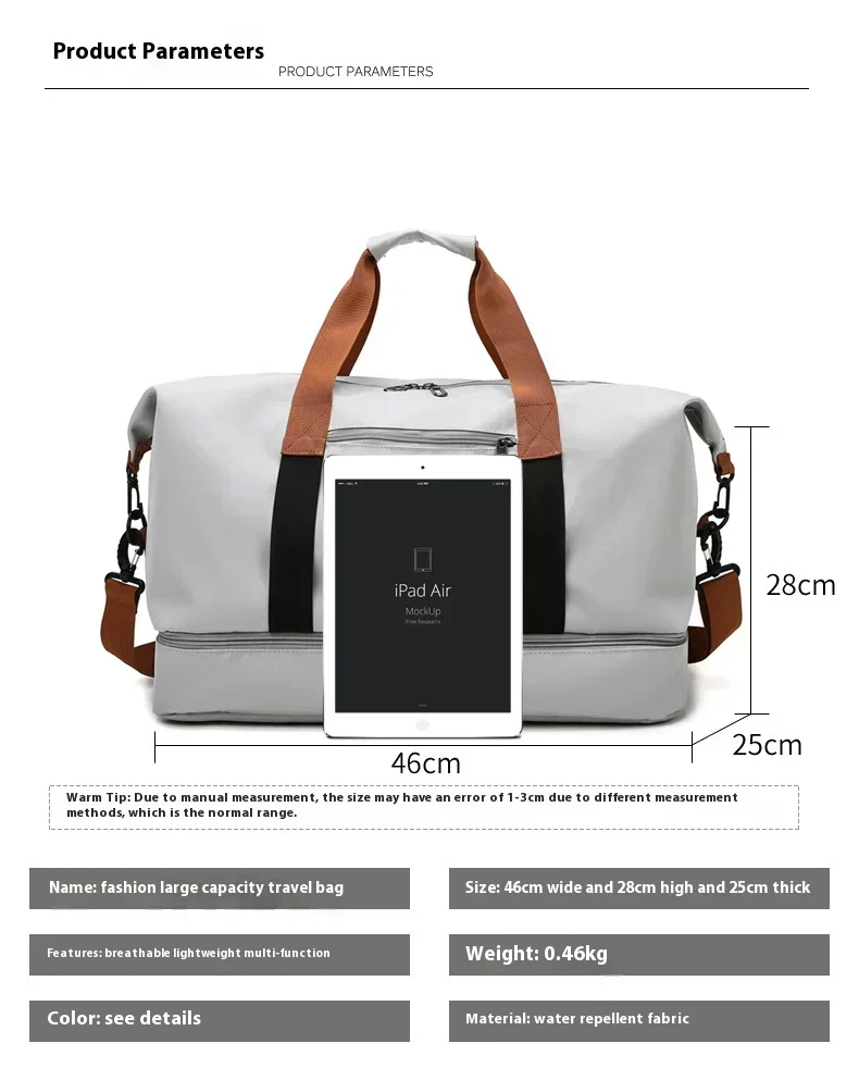 Large Capacity Travel Gym Bag Short-distance Luggage Portable Fitness Bags Shoulder Crossbody Handbags Men\'s Sports Waterproof B