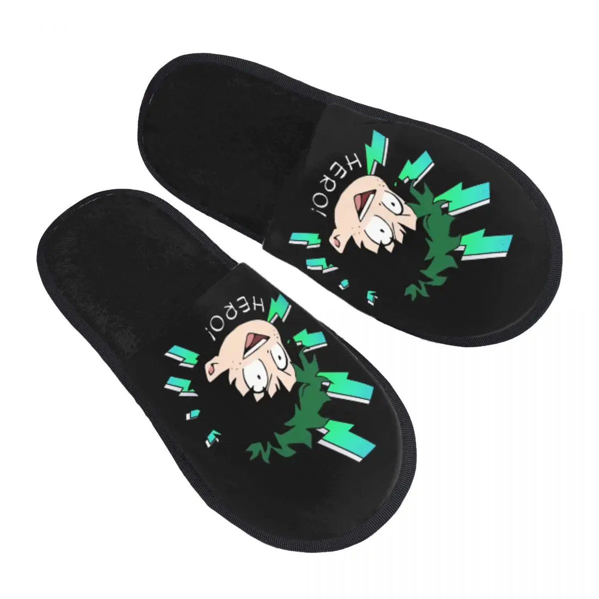 My Heros Academias Winter Cotton Plush Slippers Indoor Cozy Memory Foam Slides Anti Slip