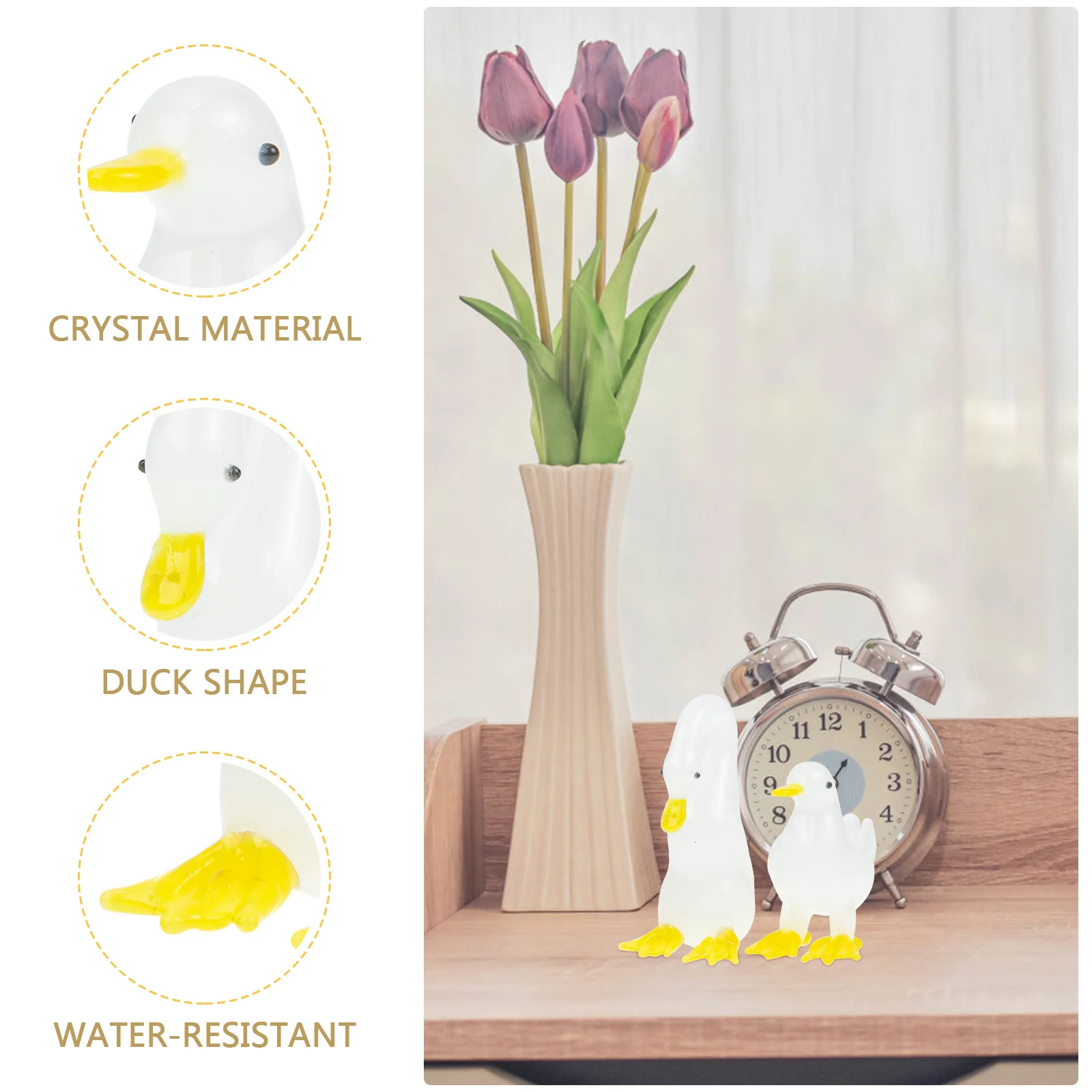 

2pcs Crystal Swan Duck Decor For Home Garden Office Desk Shelf Table Lawn Bonsai Pot Miniature Animal Ornament Statue