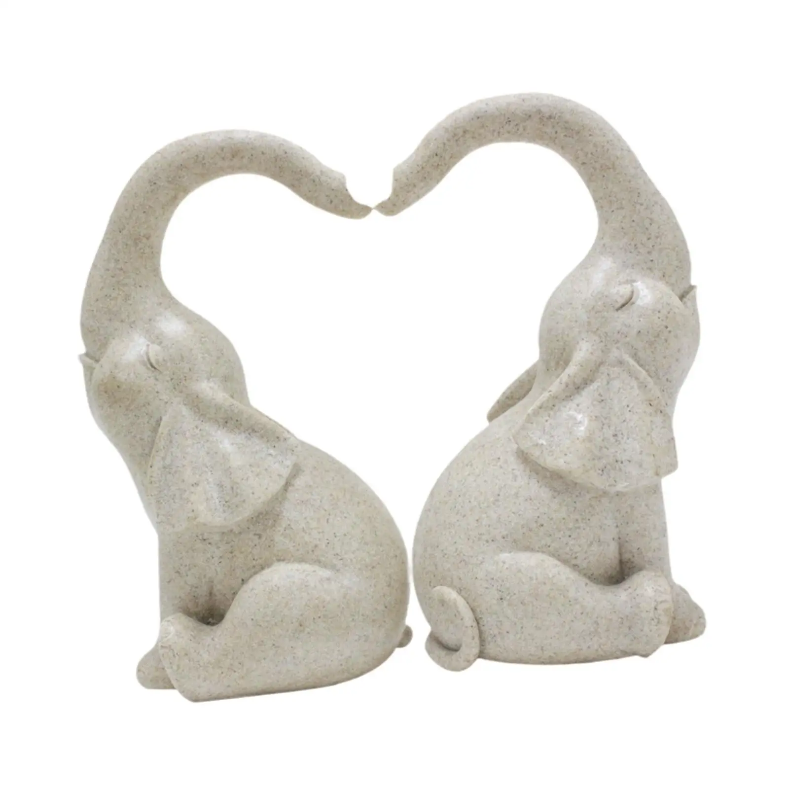 Garden Elephant Statue Resin Pair Sturdy Animal Sculpture Decorative Figurine for Patio Yard Lawn