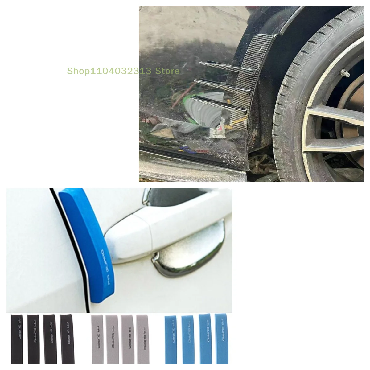 2/8 قطعة المصد الأمامي تنفيس ملصق باب السيارة الجانب تعديل نموذج بطة نوع الفاصل مجموعة أجزاء العملة الخارجية #1