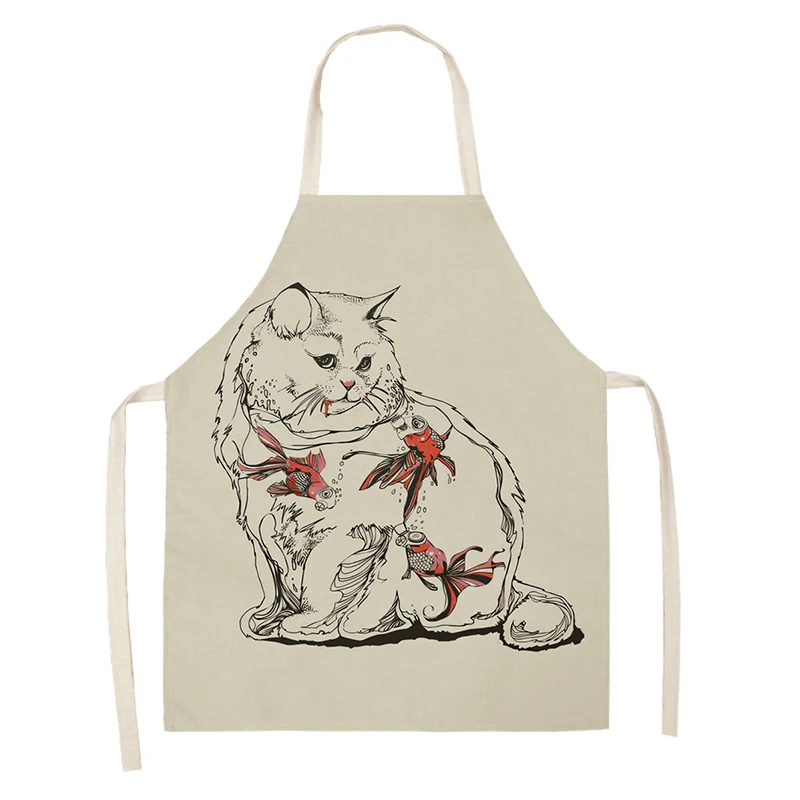 women's kitchen apron Linen man Children's cute Big size Child girl Waterproof funny Half Work Coffee art restaurant animal dog