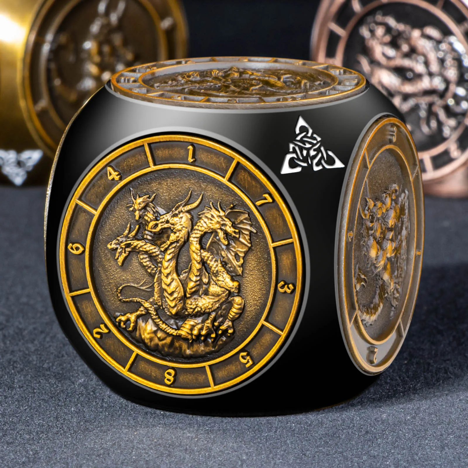 نرد دوار 7 في 1 للزنزانات والتنين، مجموعة نردات معدنية متعددة السطوح ثلاثية الأبعاد مع صندوق، نرد D&D للعب الأدوار RPG #2