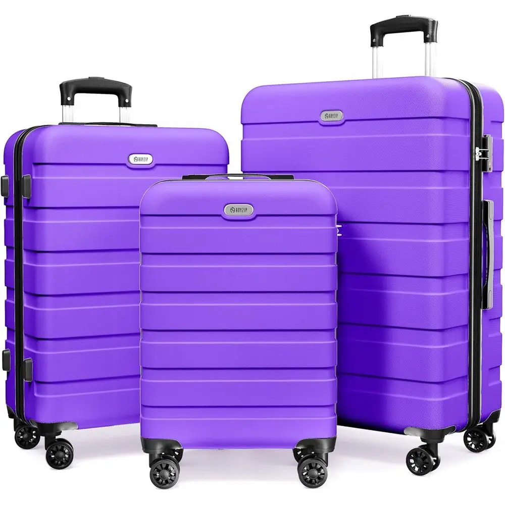 

Набор из 3-х чемоданов с жестким корпусом, 4-мя колесами-спиннерами, замком TSA, 20-28 дюймов, фиолетовый