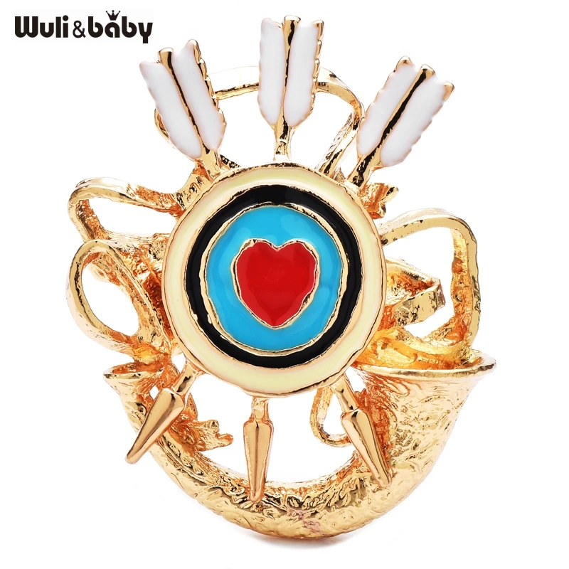 Wuli&baby Lovely Heart Cornet Brooches For Women Unisex Metal Enamel Rudder Party Casual Brooch Pins Gifts