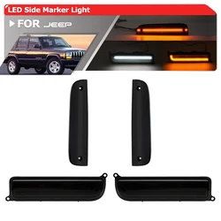 97-01 XJ Signal Light Combo Smoked Bumper LED Parking/Turn Signal+Corner Fender Side Marker Lamps For Jeep Cherokee XJ 1997-2001