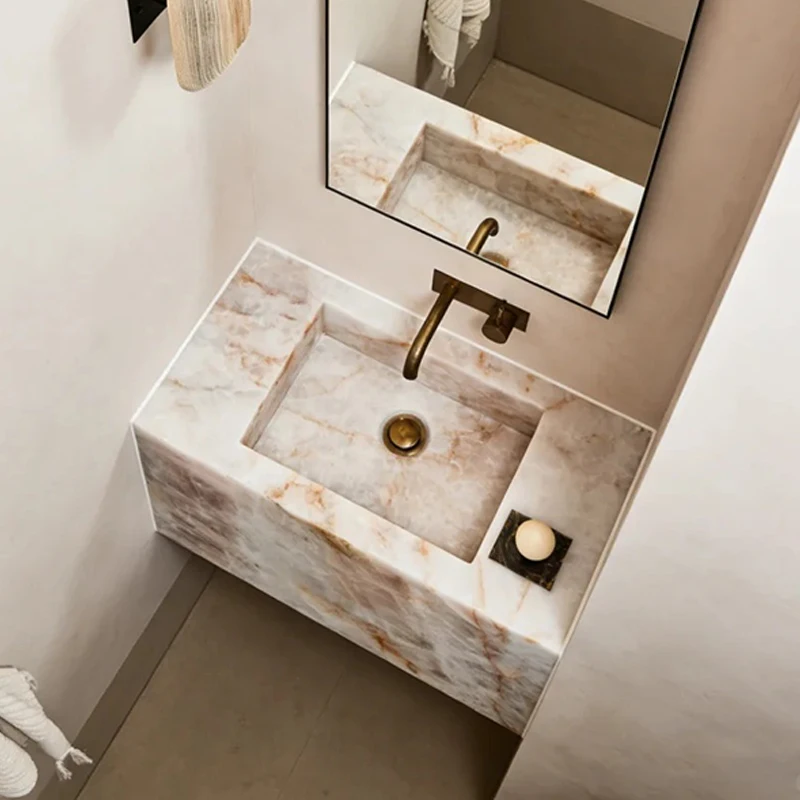Customized Modern Carrara Marble Sink Easy Clean Floor Mounted Bathroom Washroom 5 Year Warranty Home Hotel Hospital Villa Decor