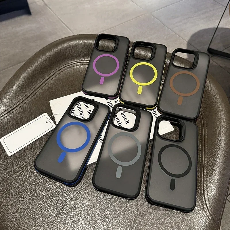 حافظة هاتف مغناطيسية شفافة ملونة فاخرة لهاتف آيفون 17 16 15 14 Plus 13 Pro Max غطاء خلية بلوري مضاد للصدمات ومضاد للانزلاق #6