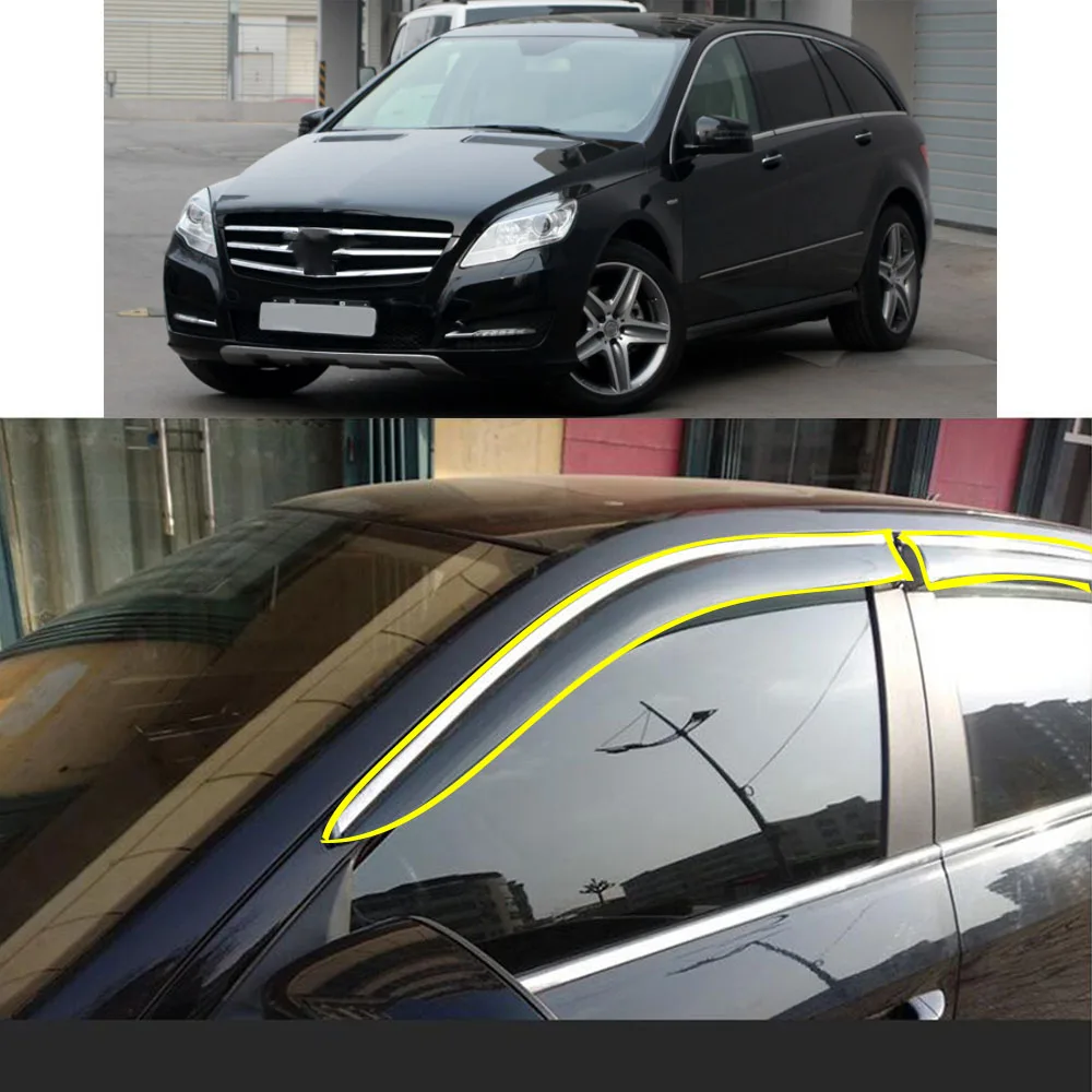 Sticker Window Glass Wind Visor Rain/Sun Guard For Mercedes-Benz R-Class R500 R350 R300 2008 2009 2010 2011 2012 2013 2014-2017