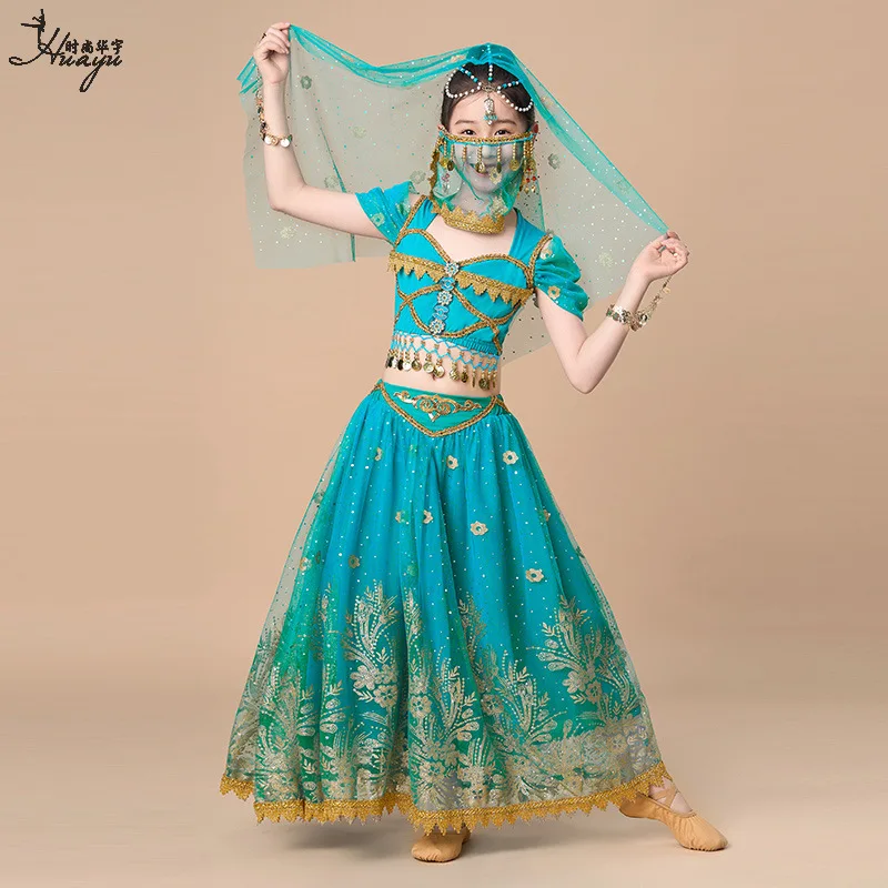 

6pcs/set Bellydance Costume Scarf Belt Set Exotic Dancewear Dress Bollywood Dress Indian Top Skirt Chiffon Bellydance Perfomance