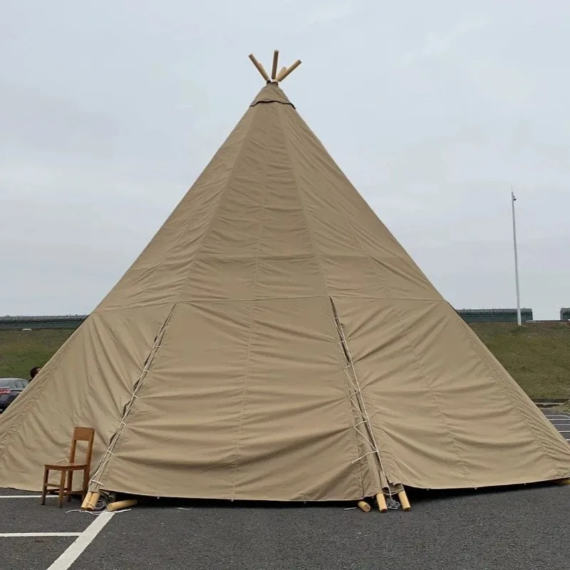 

Outdoor hotel tent high-end wooden structure Indian large tent Oxford cloth waterproof and flame retardant tent customization