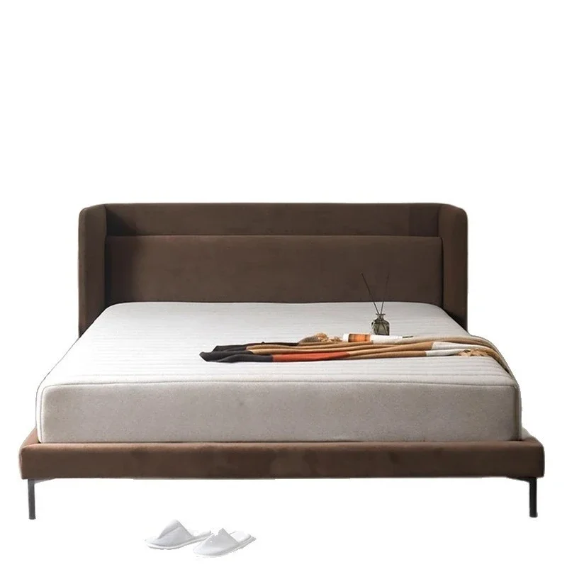 

Minimalist master bedroom velvet fabric bed bedroom soft floating bed