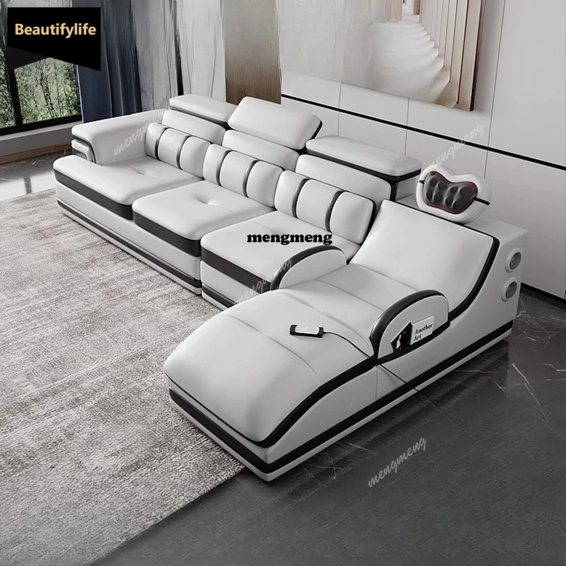 

Q181 Massage Minimalist Sofas Modern Leather Sectional Designer Sofas Lazy Luxury Cadeiras Para Sala De Estar Living Room Furnit