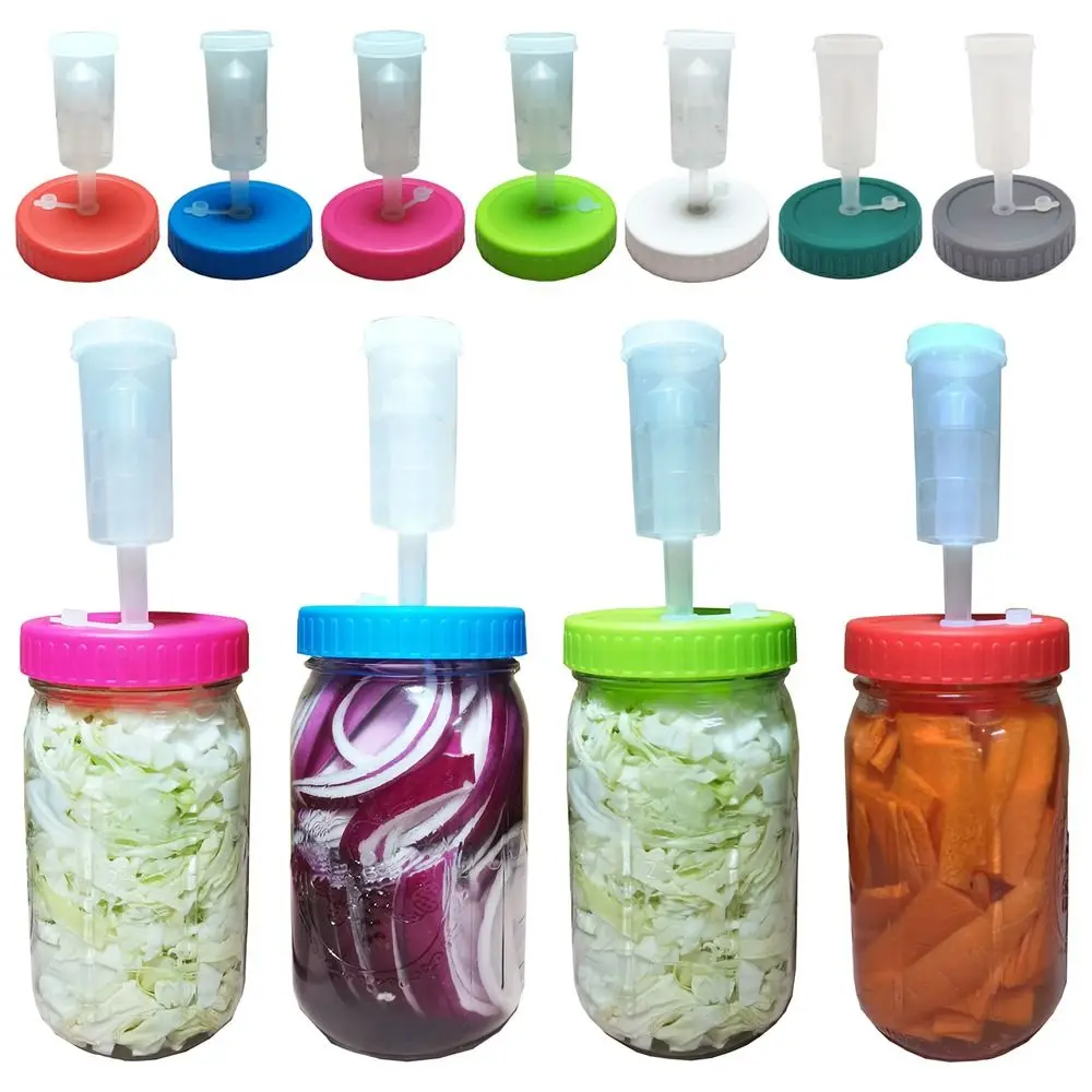 Fermentation Lid Cover with One-way Exhaust Valves Fermenting Lids Kit for Wide Mouth Mason Jars 86mm Fermentation Home Brewing