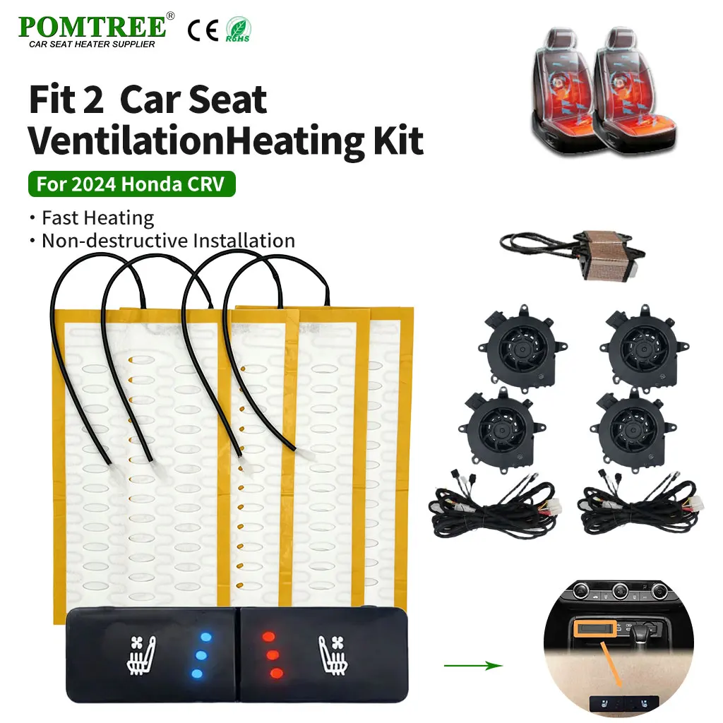 3-Level Switch Car Seat Climate Kit For 2024 Honda CRV 2 Seats Built-in Ventilation Heating Alloy Wire Dual Zone Cool Heat